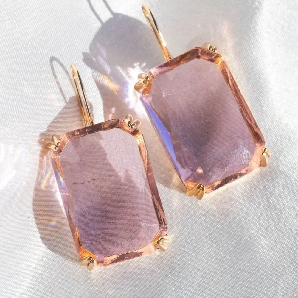 Anthropologie Cecily Pink Gemstone Earrings - Picture 3 of 6
